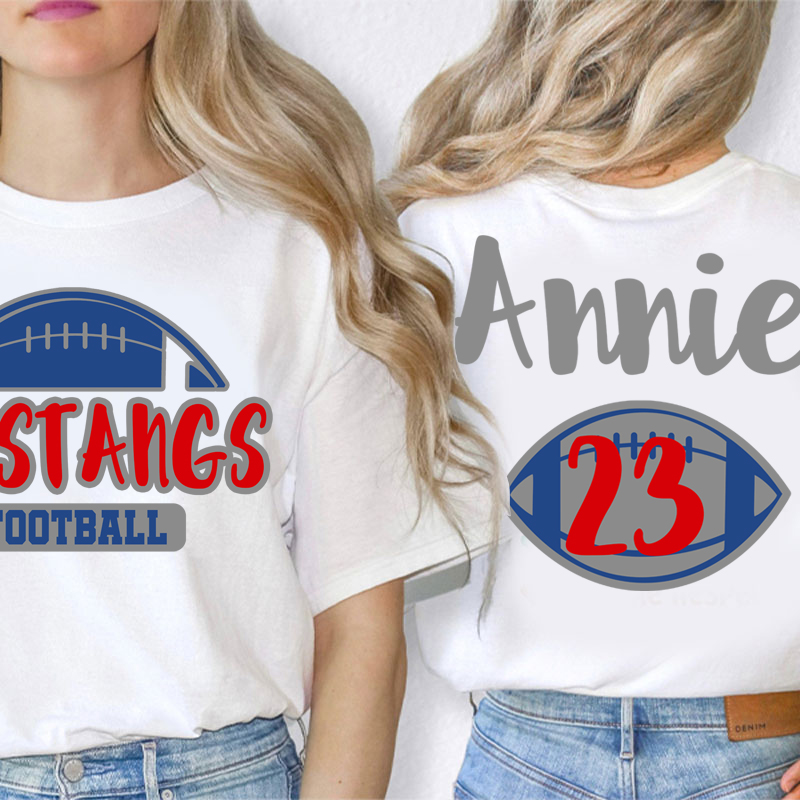 Personalized Mascot Sport Your Name And Number Game Day Teacher Two Sided T-Shirt