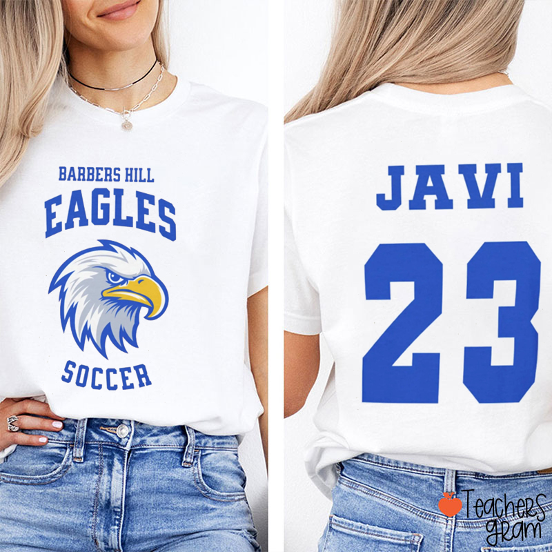 Personalized Mascot And Sport School Spirit Jersey Teacher Two Sided T-Shirt