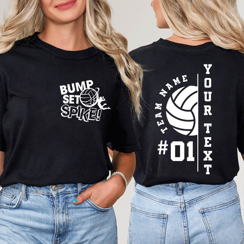 Personalized Sport Bump Set Spike Teacher Two Sided T-Shirt