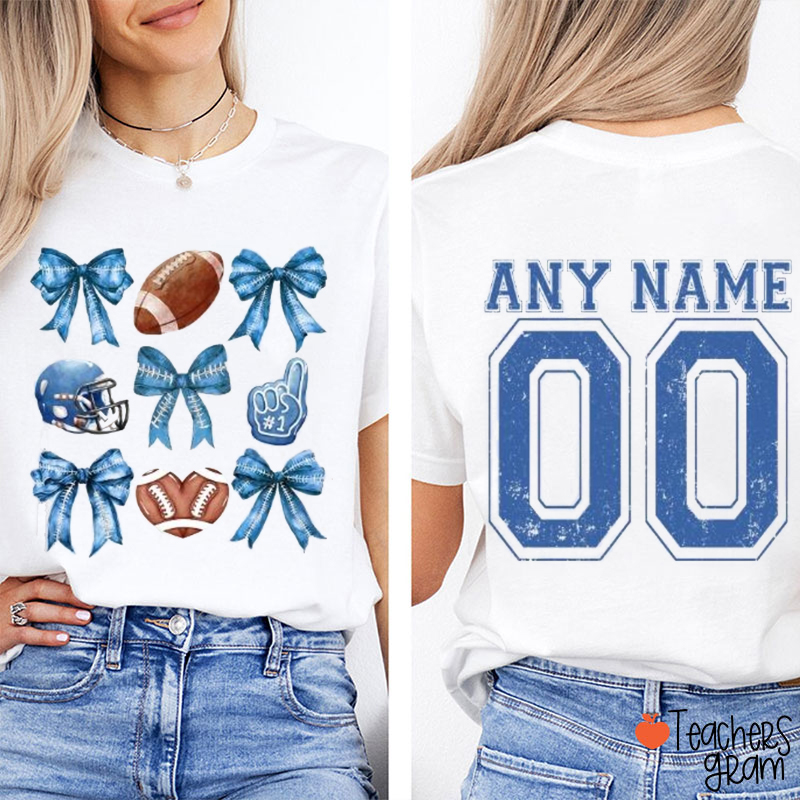 Personalized Sport And Team Number Game Day Teacher Two Sided T-Shirt
