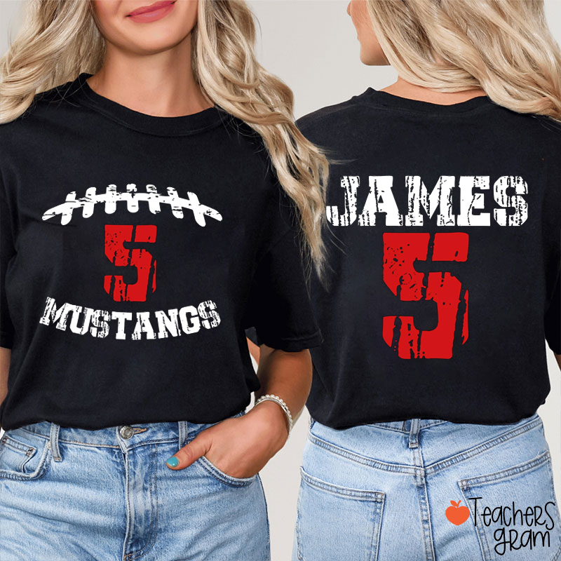 Personalized Mascot And Sport School Spirit Game Day Teacher Two Sided T-Shirt