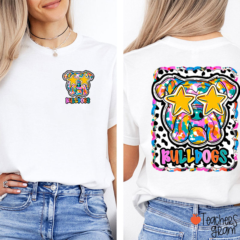 Personalized Mascot Graffiti Dotty Hand Drawn Style Teacher Two Sided T-Shirt