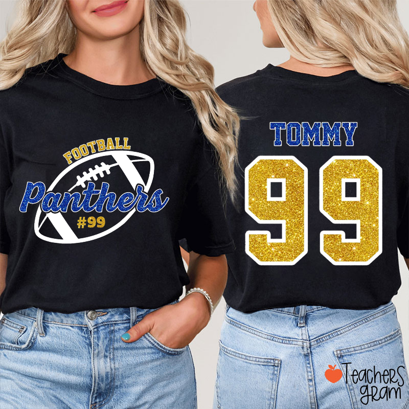 Personalized Mascot And Sport Imitation Glitter Teacher Two Sided T-Shirt