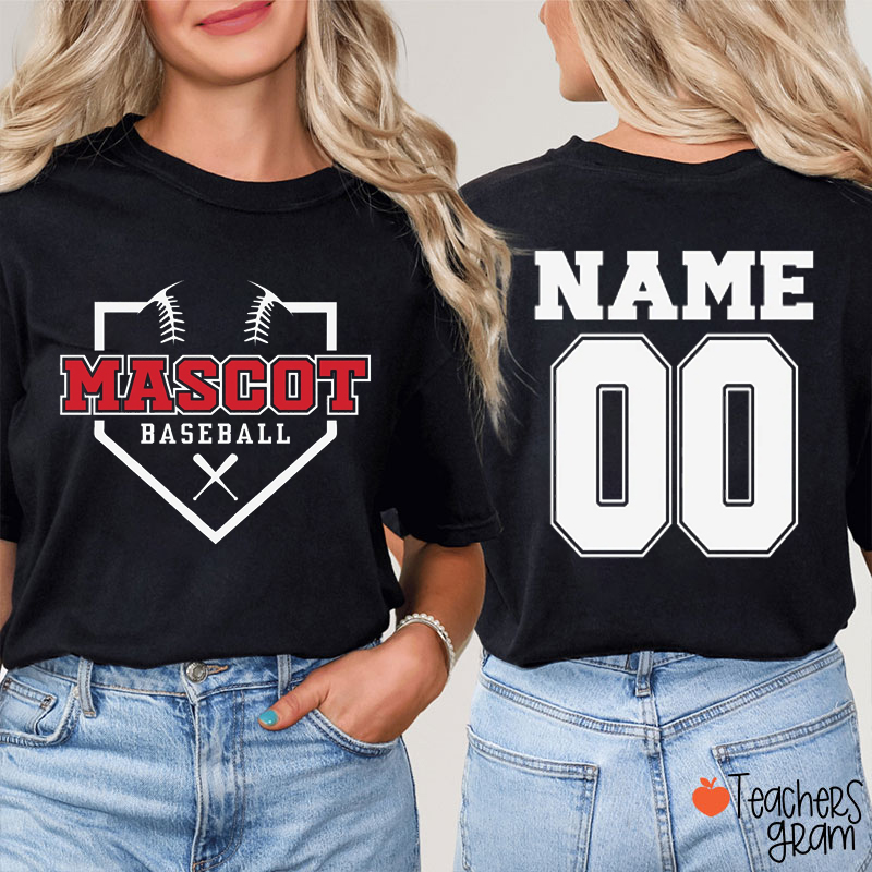 Personalized Mascot And Sport Game Day Jersey Teacher Two Sided T-Shirt