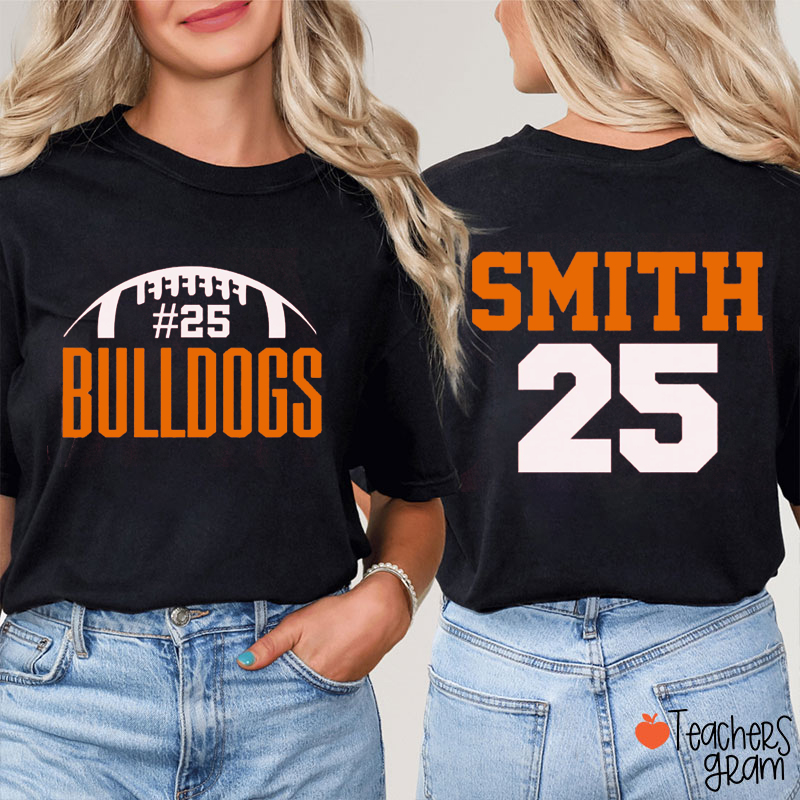 Personalized Mascot And Sport School Spirit Sports Season Teacher Two Sided T-Shirt