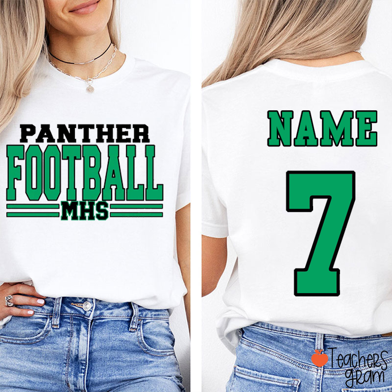 Personalized Sport And Mascot School Initials Favorite Team Teacher Two Sided T-Shirt