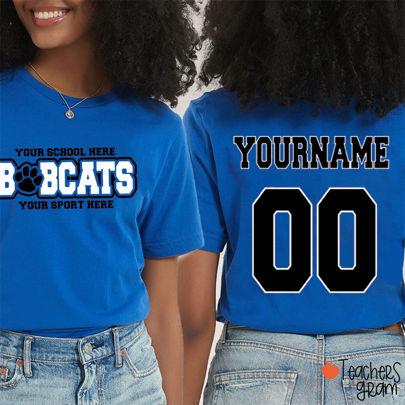 Personalized Mascot School Spirit Jersey Teacher Two Sided T-Shirt