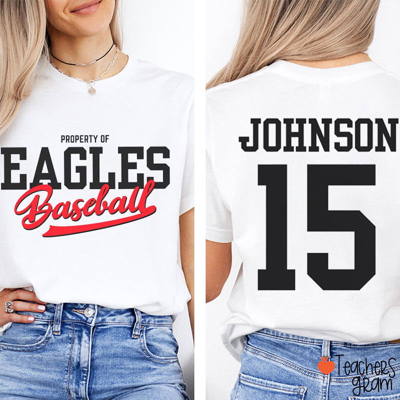 Personalized Mascot And Sport Property Teacher Two Sided T-Shirt