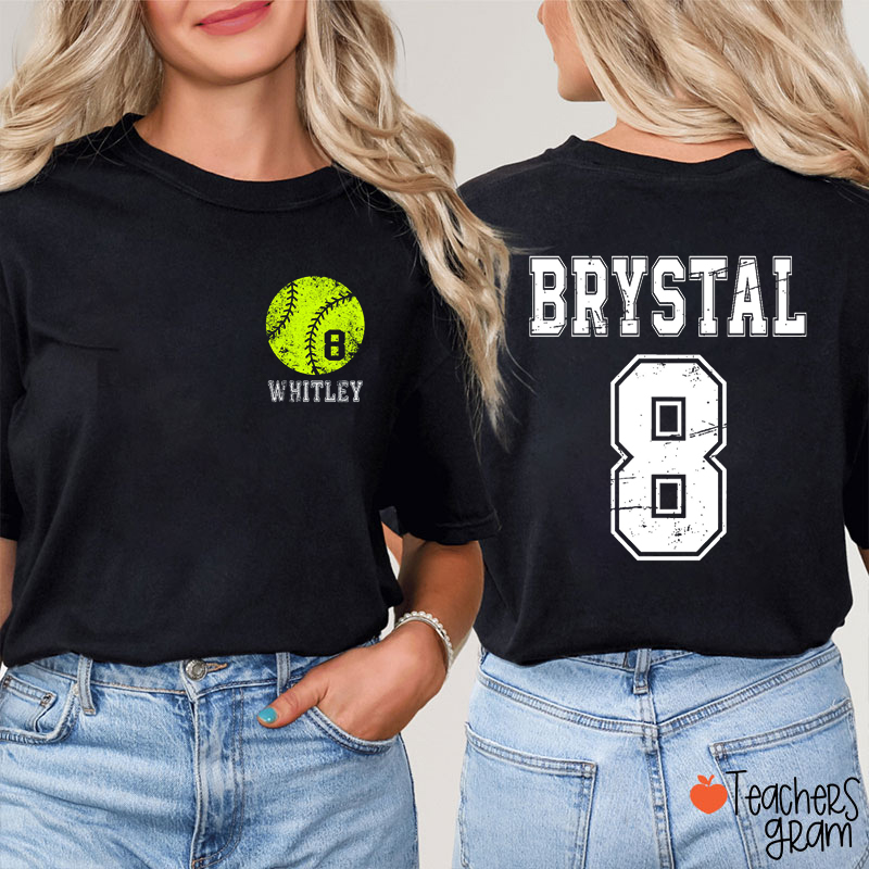 Personalized Mascot And Sport School Spirit Teacher Two Sided T-Shirt