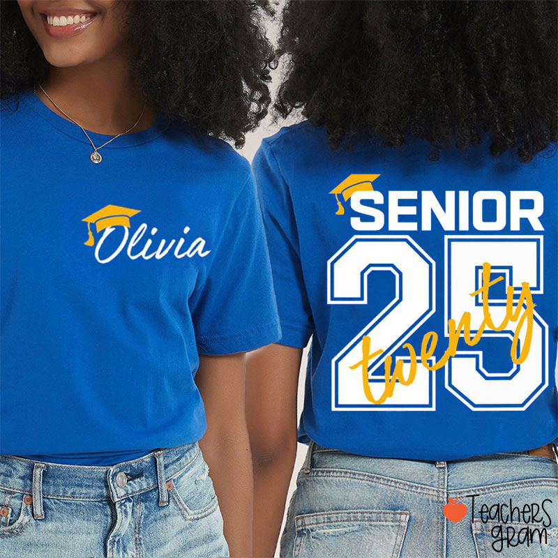 Personalized Name Grade And Number Teacher Two Sided T-Shirt