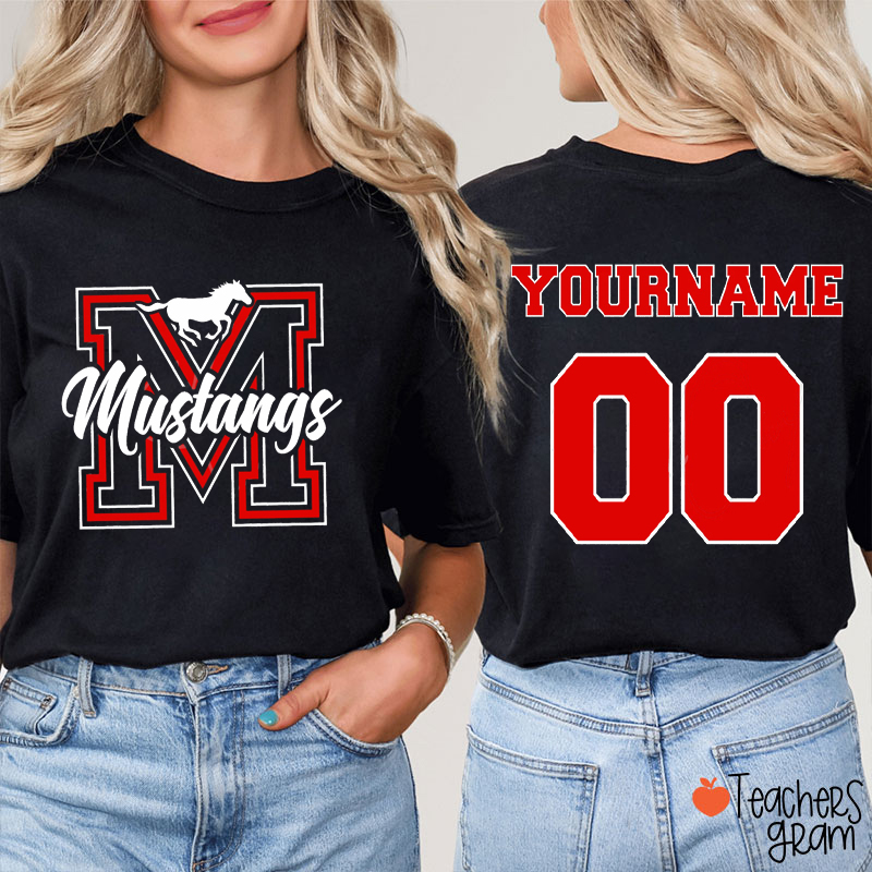 Personalized Team Name And Icons School Spirit Jersey Teacher Two Sided T-Shirt