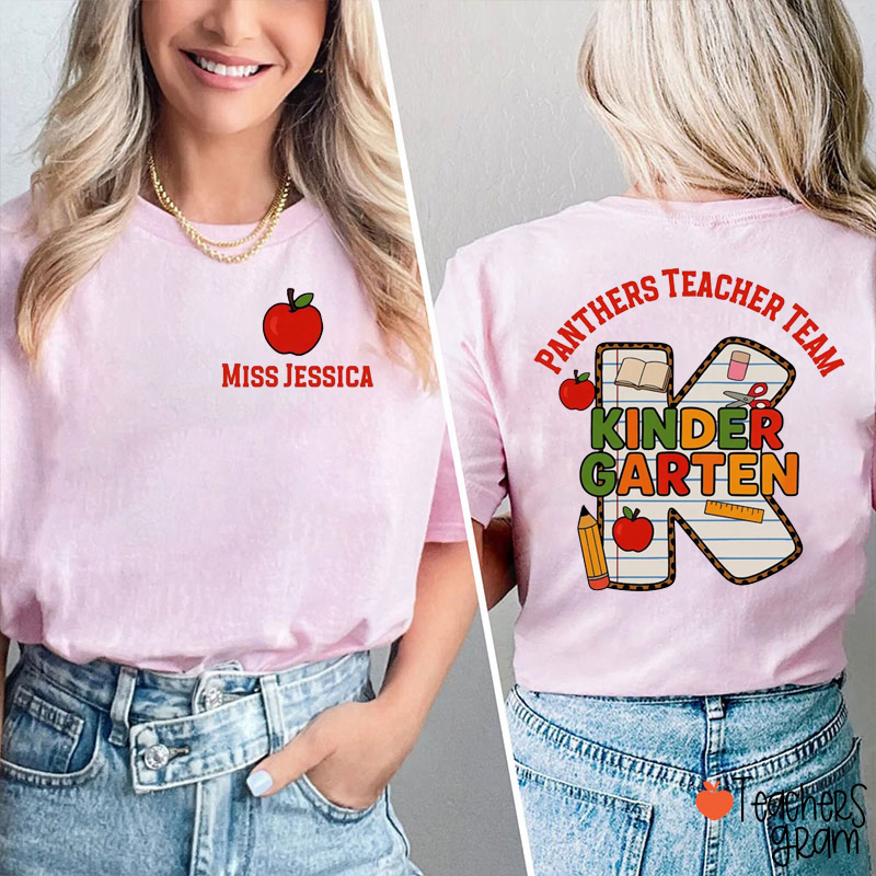 Personalized Grade And Name Pencil Numbers Back To School Teacher Two Sided T-Shirt