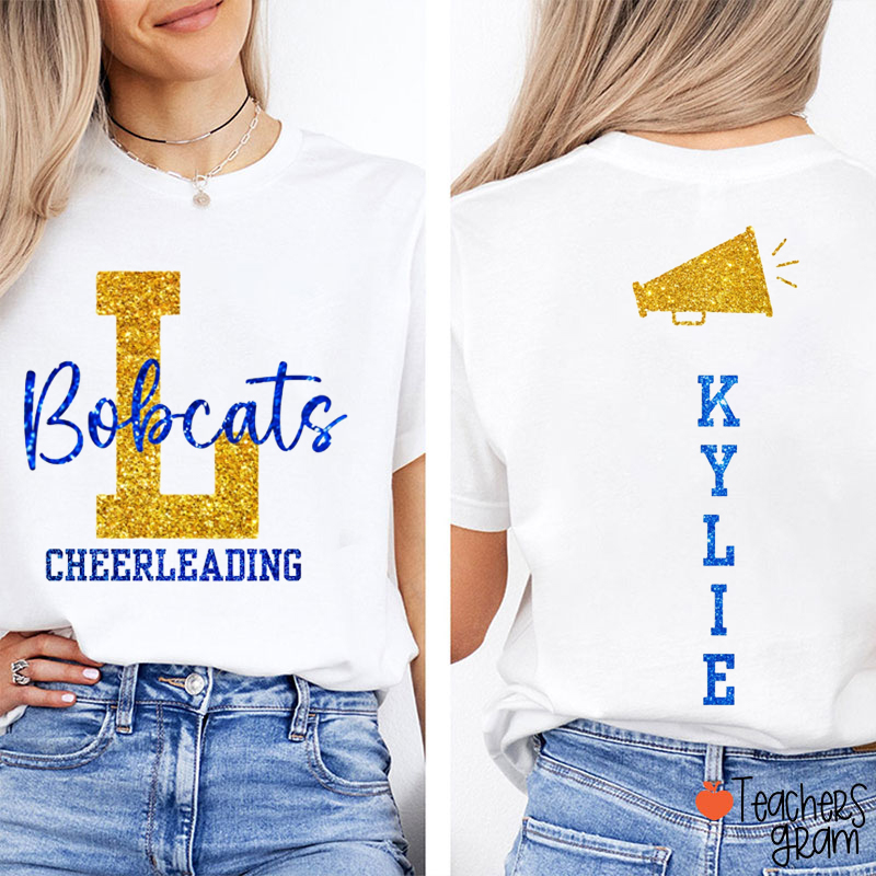 Personalized Mascot Cheer For Them Game Day Teacher Two Sided T-Shirt