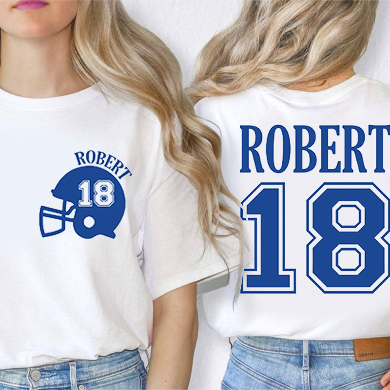 Personalized Name And Number Game Day Teacher Two Sided T-Shirt