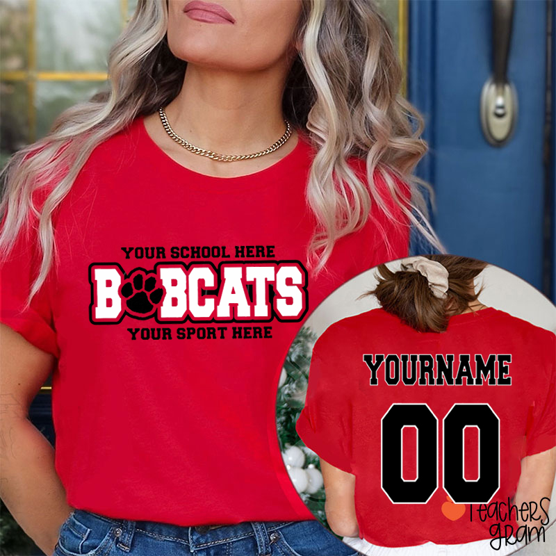 Personalized Mascot School Spirit Jersey Teacher Two Sided T-Shirt