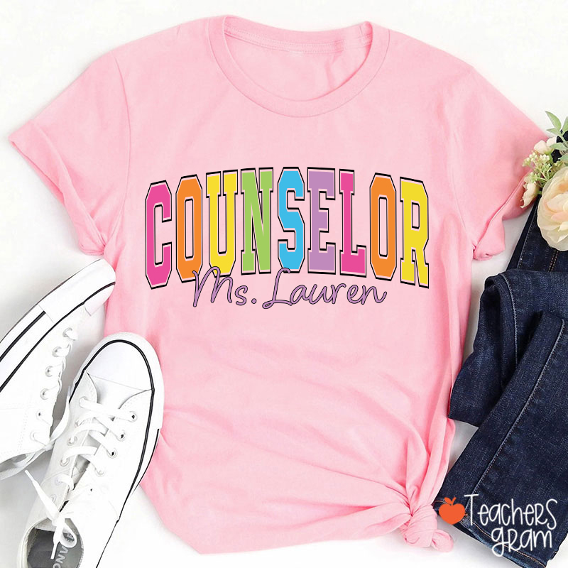 Personalized Name Grade Color Teacher T-Shirt