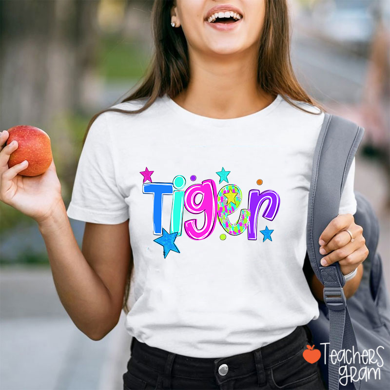 Personalized Mascot Colorful Font Sart Polka Dots Teacher T-Shirt