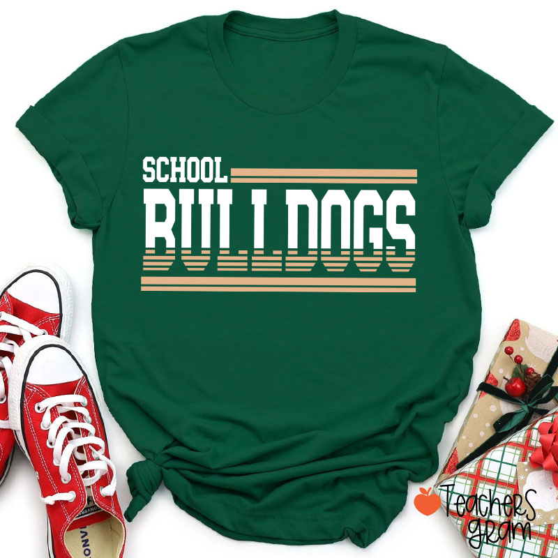 Personalized Mascot Contrasting Lines School Spirit Teacher T-Shirt    