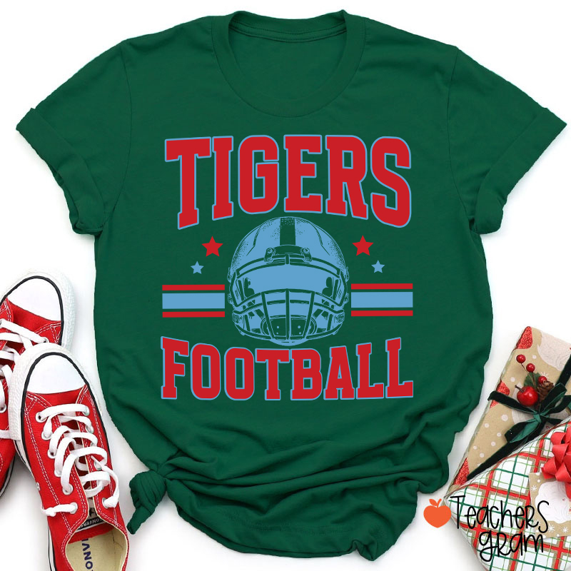 Personalized Mascot Football School Spirit Teacher T-Shirt