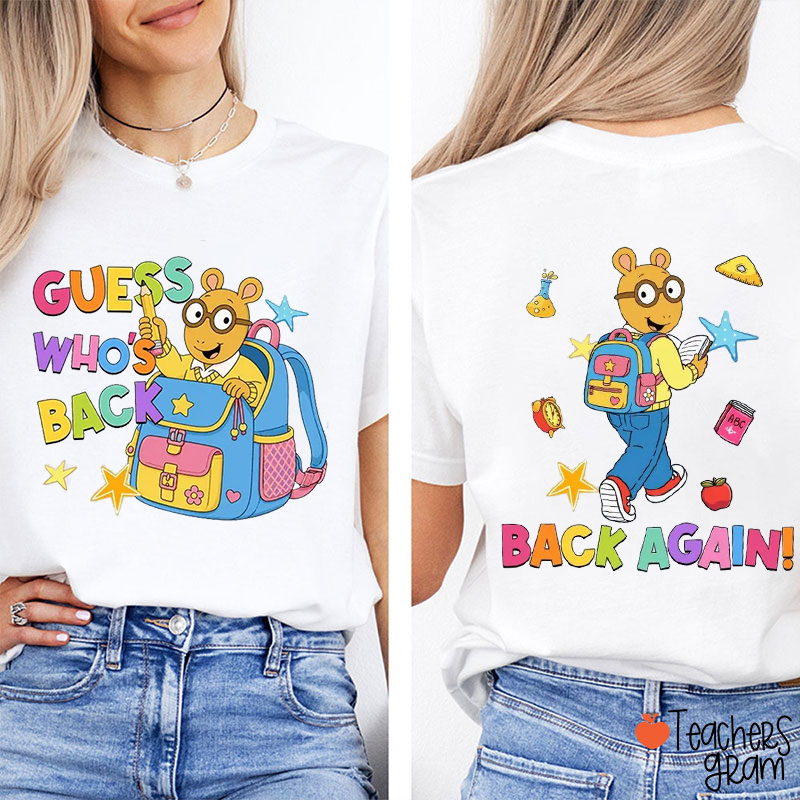 Cartoon School Character Backpack Teacher Two Sided T-Shirt