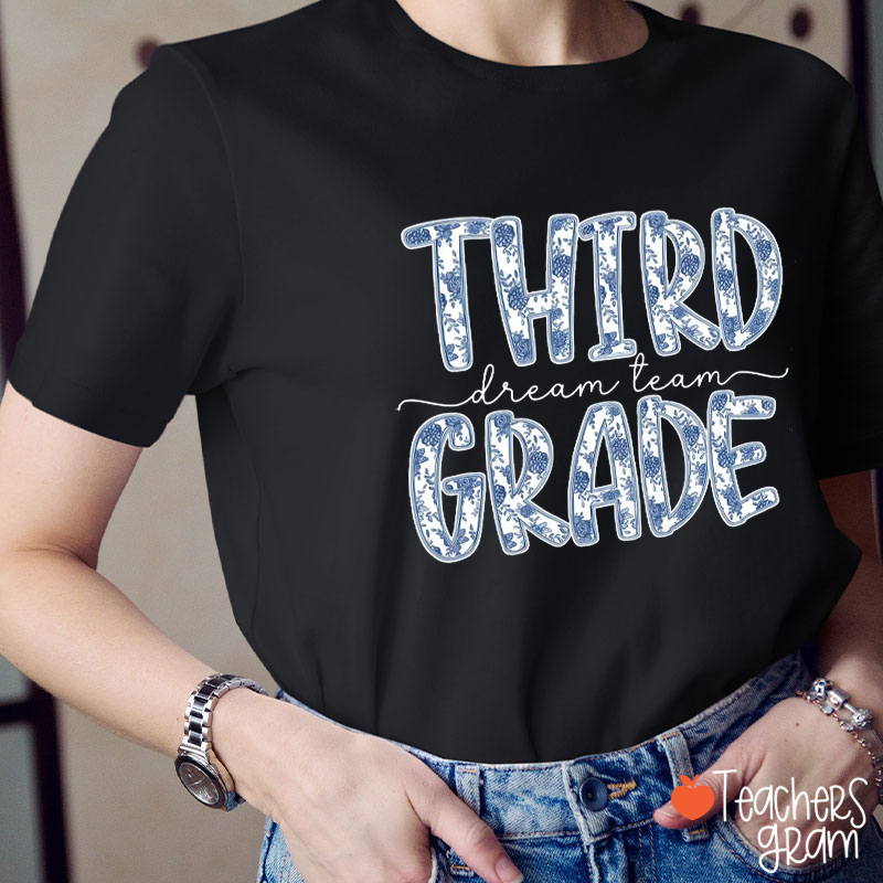 Personalized Blue And White Porcelain Element Text Teacher T-Shirt