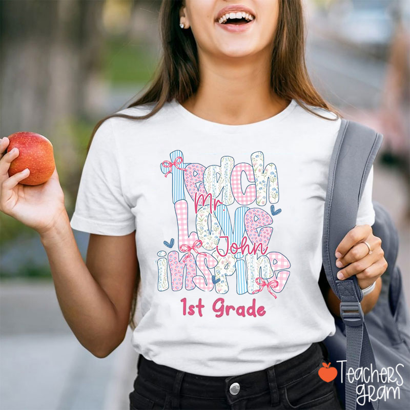 Personalized Teach Love Inspire Children  Teacher T-Shirt
