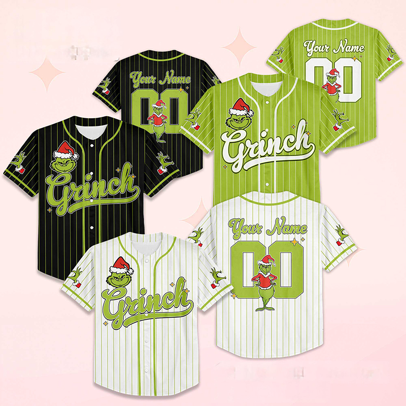 Personalized Name And Number Mean Guy With Santa Hat Teacher Baseball Jersey