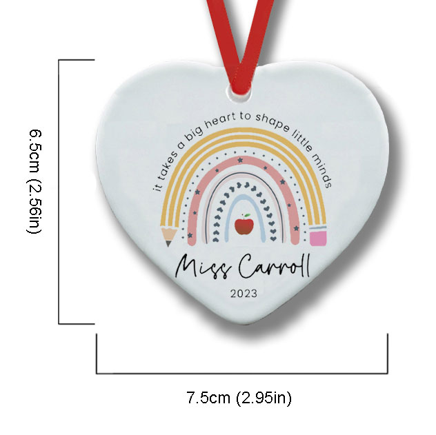Personalized It Takes A Big Heart To Shape Little Minds Teacher Ceramic Christmas Ornament