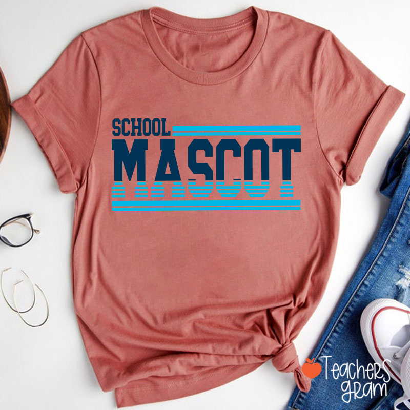 Personalized Mascot Contrasting Lines School Spirit Teacher T-Shirt    