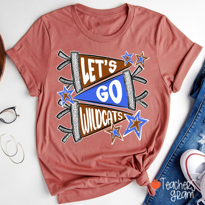 Personalized Mascot Pennant School Spirit Teacher T-Shirt