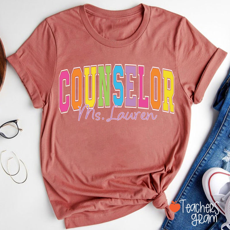 Personalized Name Grade Color Teacher T-Shirt