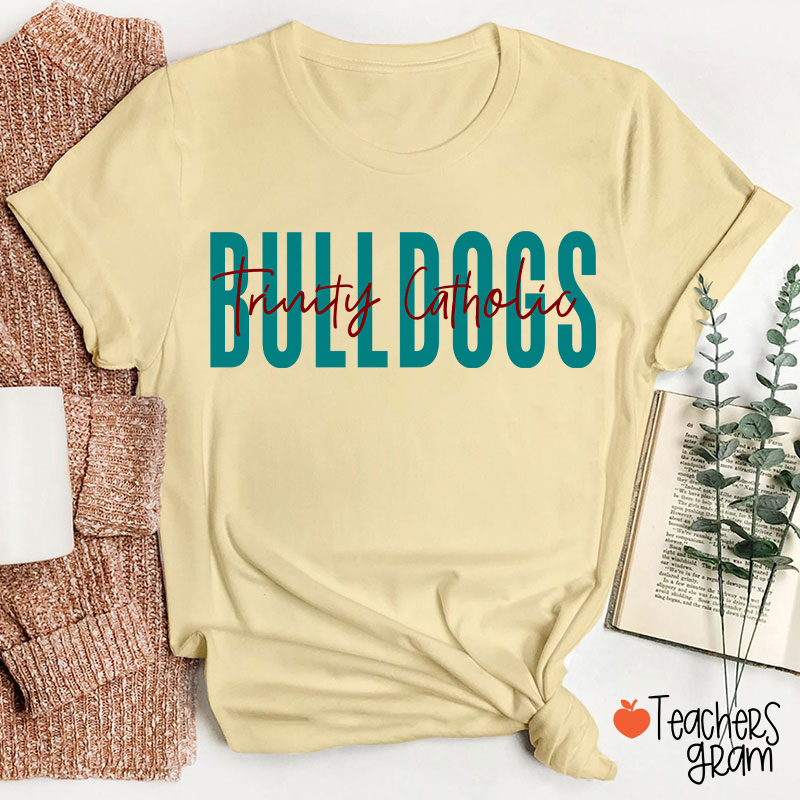 Personalized Mascot And School Name Simple Design School Spirit Teacher T-Shirt