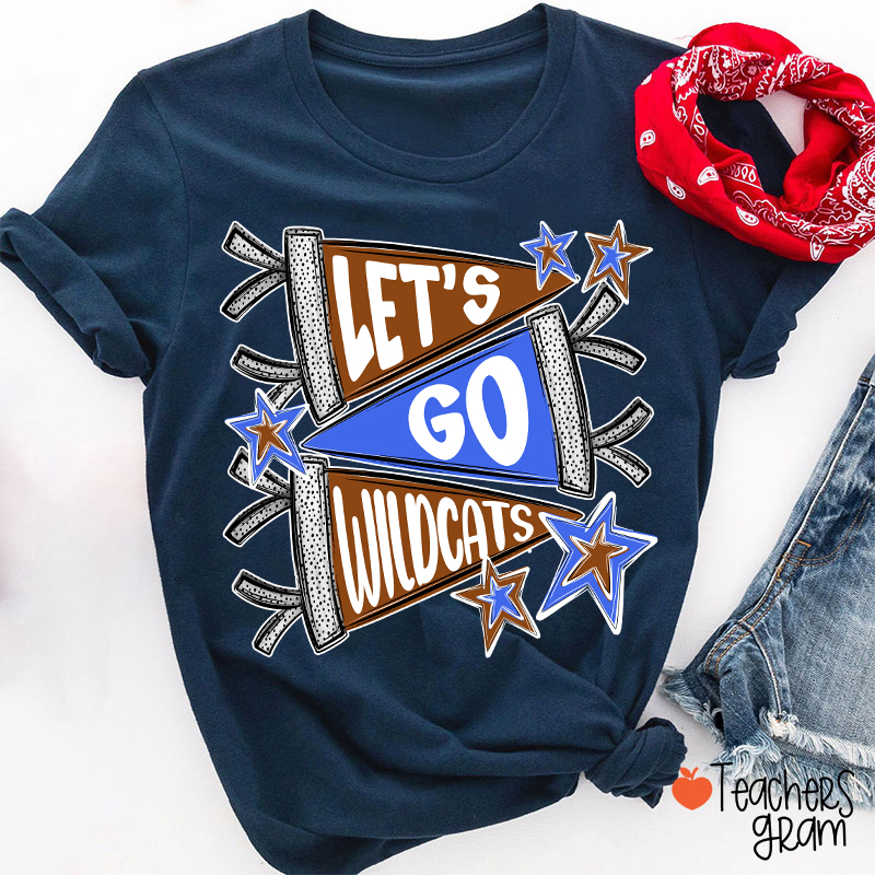 Personalized Mascot Pennant School Spirit Teacher T-Shirt
