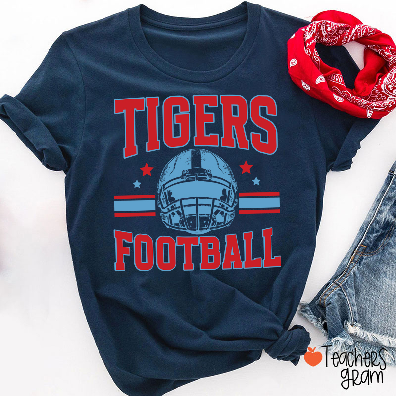 Personalized Mascot Football School Spirit Teacher T-Shirt