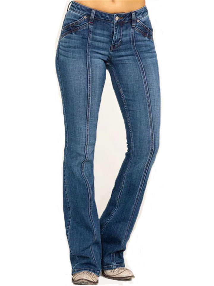 Washed Slim Fit Bootcut Jeans for Women