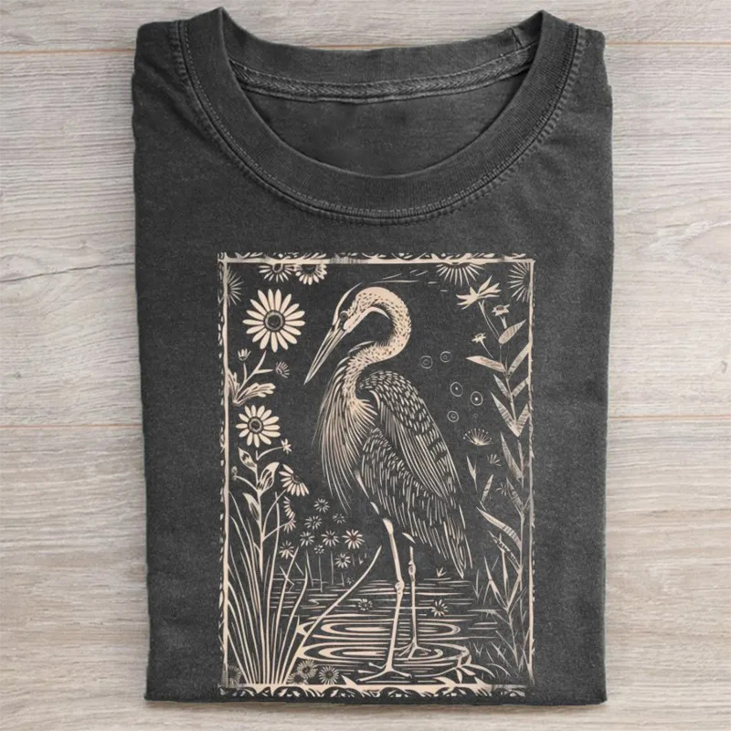Great Blue Heron Block Print Unisex T-Shirt – ShawnCraft