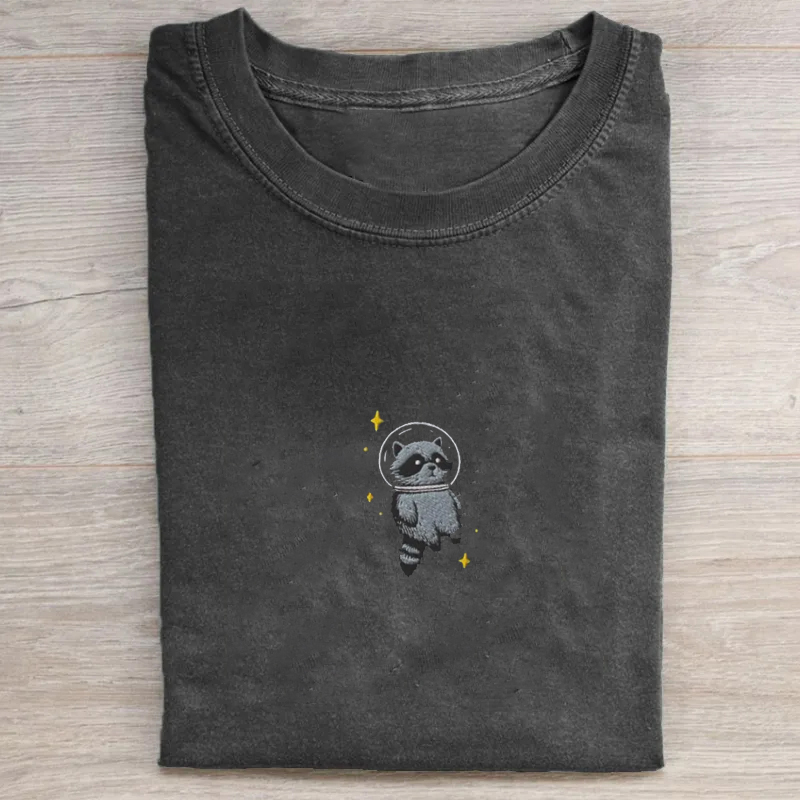 Space Raccoon Embroidered T-shirt
