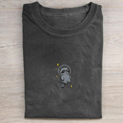 Space Raccoon Embroidered T-shirt