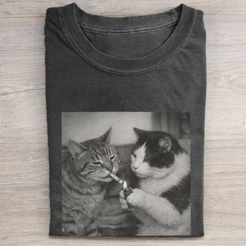 Retro Funny Cat T-shirt