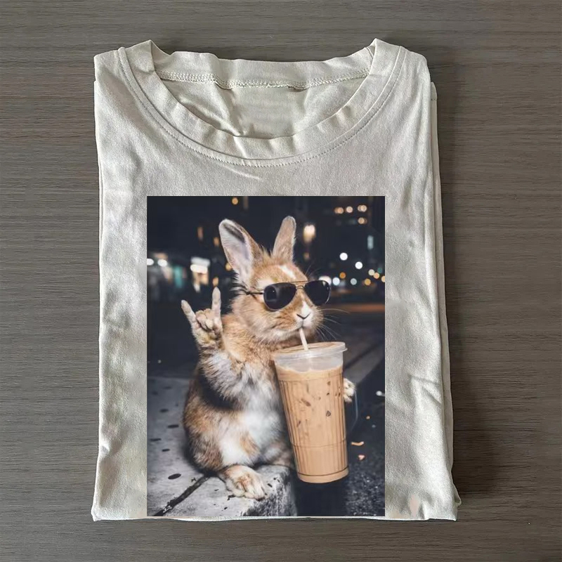 Cute Bunny Iced Coffee T-shirt