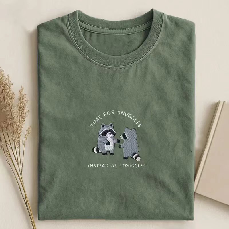 Time for Snuggles Instead of Struggles Embroidered T-shirt