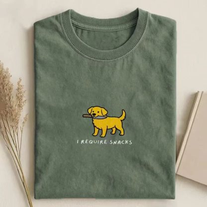 I Require Snacks Embroidered T-shirt