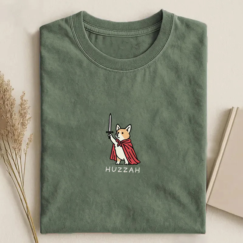 Huzzah Funny Medieval Corgi T-shirt