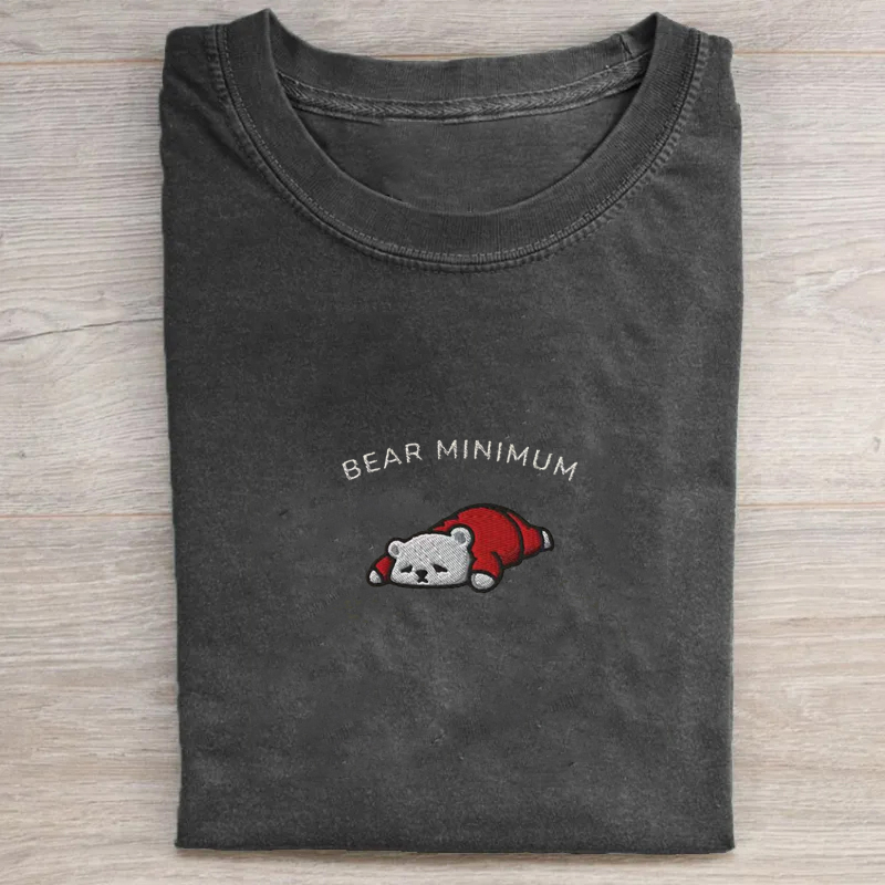Funny Tired Bear Embroidered T-shirt