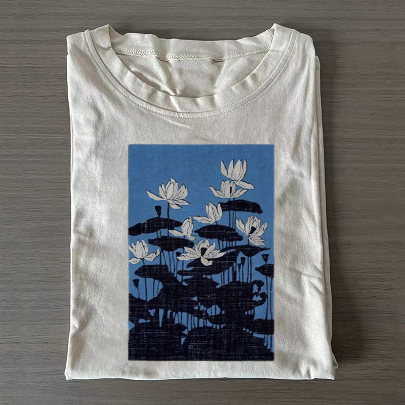 Tiger Blue Lotus Japanese Art T-shirt