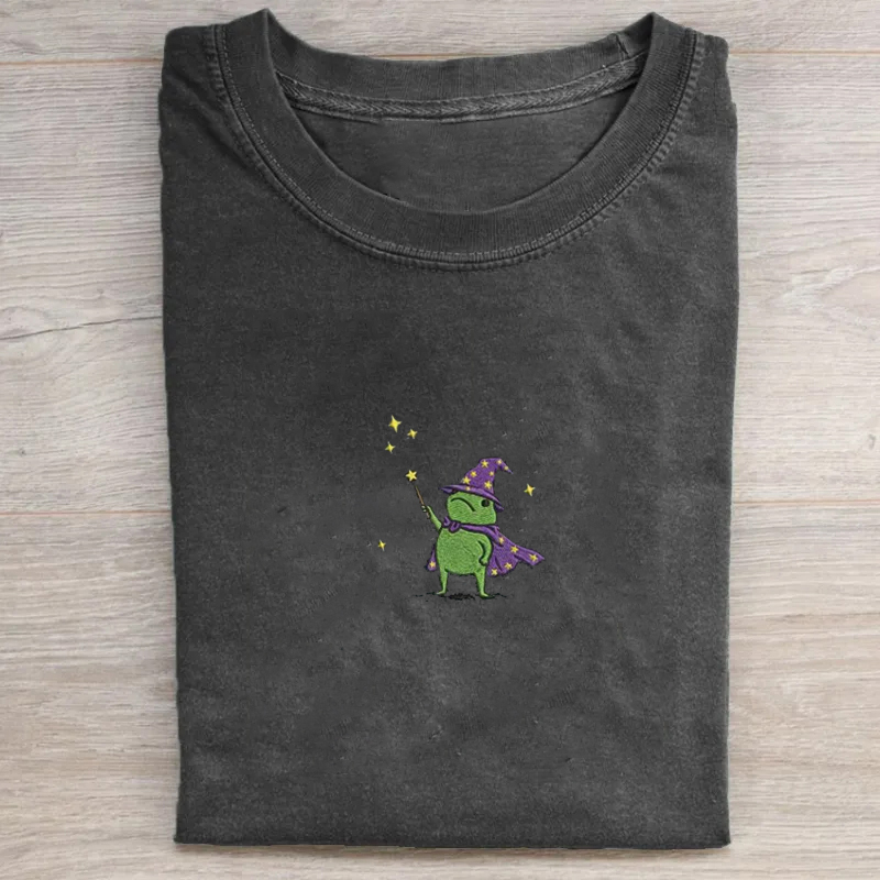 Wizard Frog Embroidered T-shirt