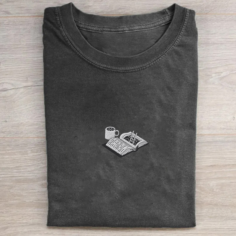 Book Lover Embroidered T-shirt