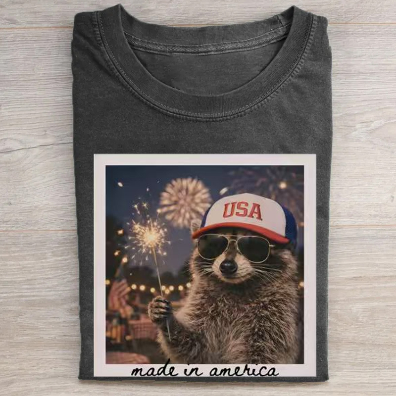Funny Raccoon 4th of July T-shirt