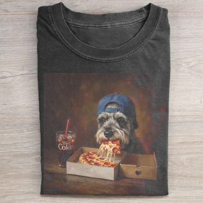 Silly Schnauzer Eating Pizza T-shirt