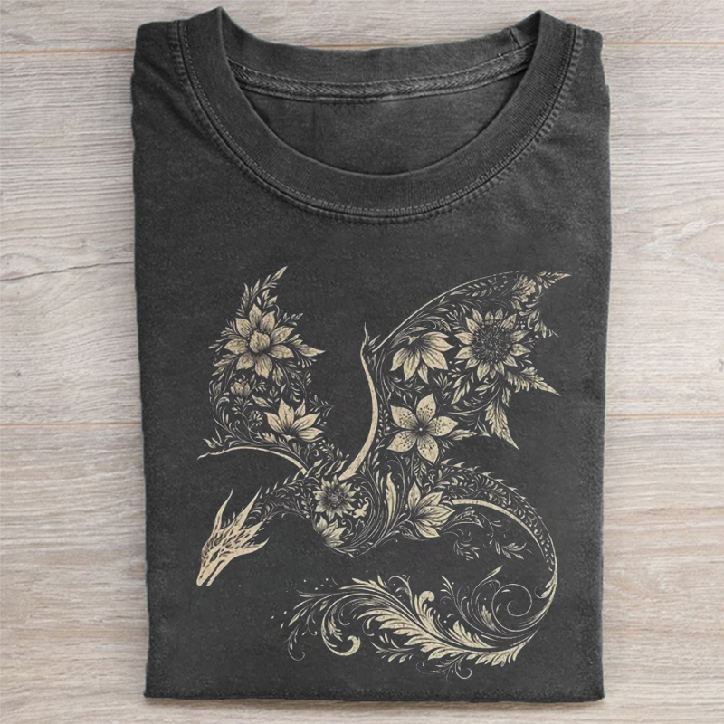 Floral Dragon Graphic T-shirt